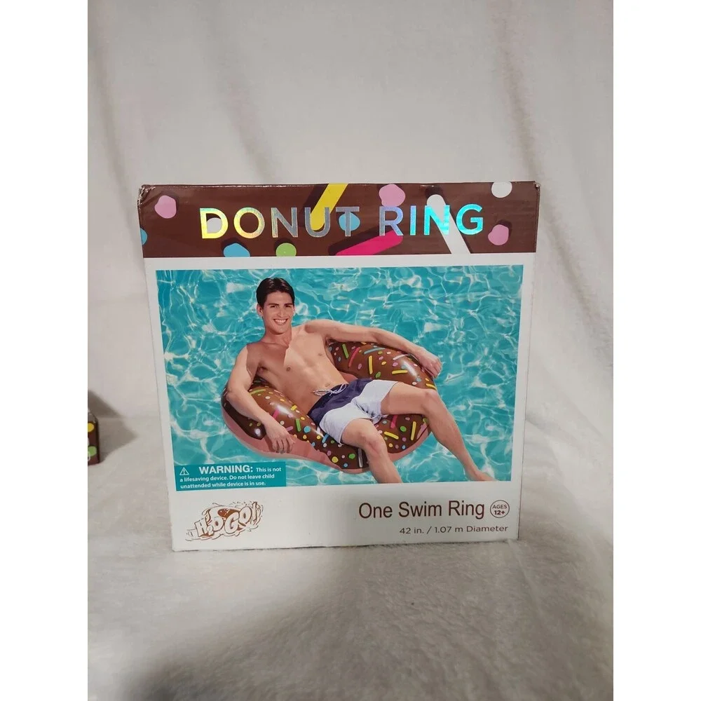 H2O Go Chocolate Donut w/ Bite Swim Ring Pool Beach Lake Toy Inflatable 42